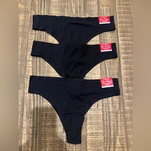 3-Pack SPANX Ahhh-llelujah PIMA Cotton Undies Thong One Size (1X-3X) Black NWT